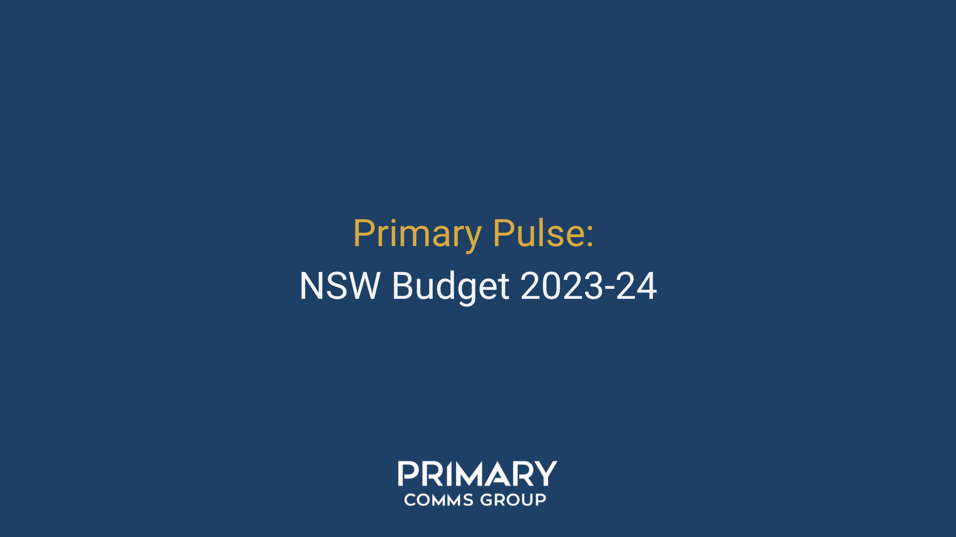 Primary Pulse - NSW Budget 2023-24
